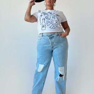 Holly Asymmetric Mid Rise Straight Leg Jeans Curve