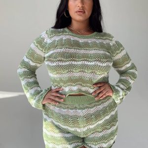 Leah Knit Set Green Multi Curve