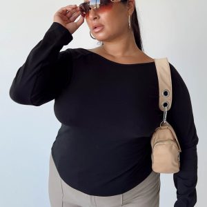 Rixie Long Sleeve Top Black Curve
