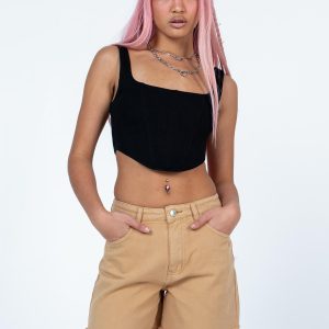 Caral Denim Shorts Tan