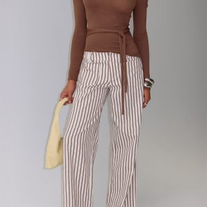 Vendi Low Rise Pant Brown Stripe