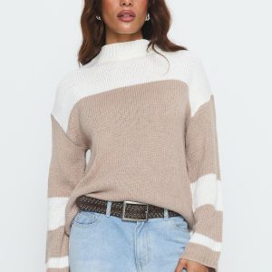 Brandalyn Contrast Mock Neck Knit Sweater Multi