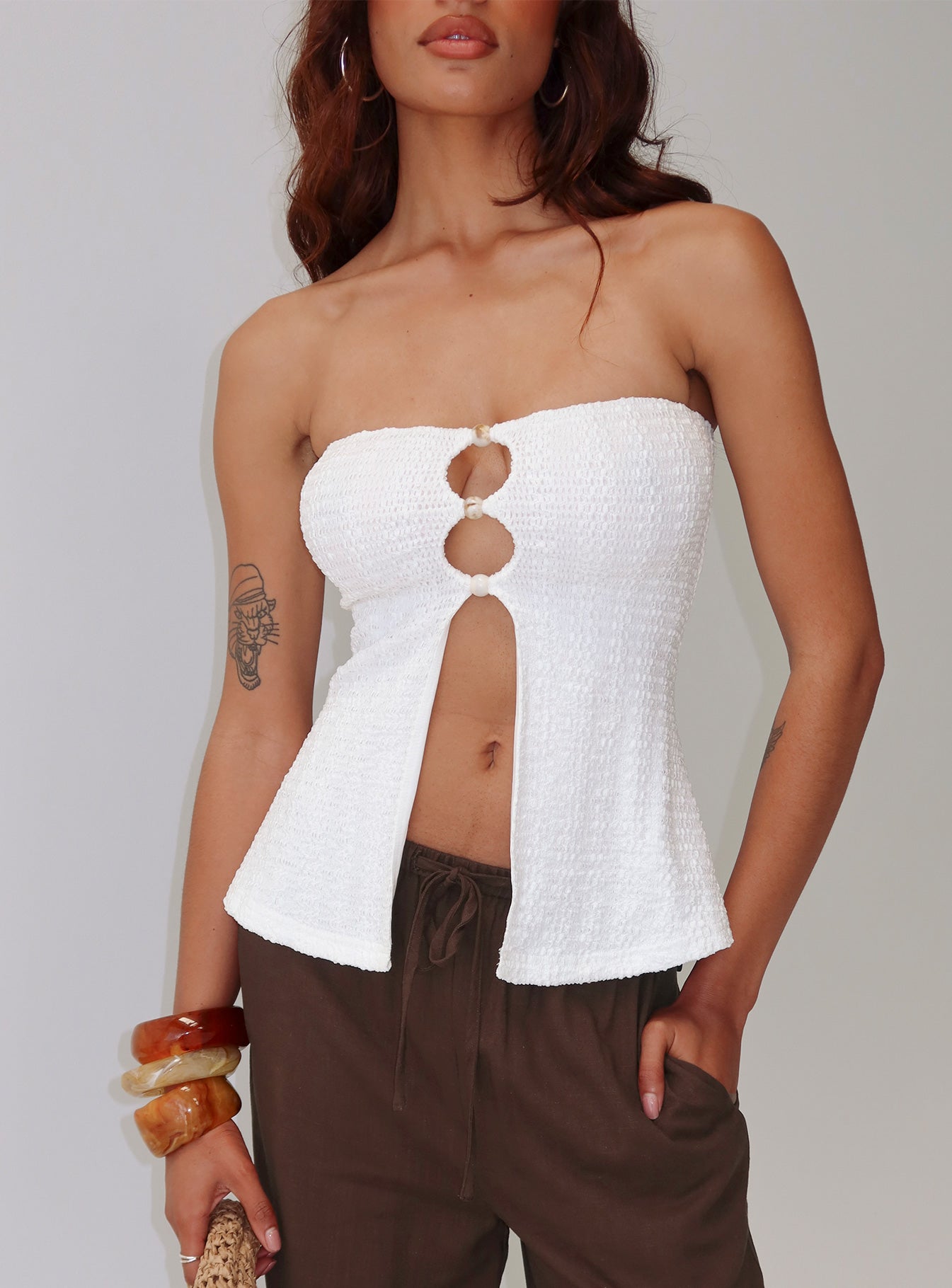 Lost Souls Strapless Cut Out Top White - Image 2