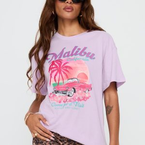 Malibu Sunset Oversized Graphic Tee Purple