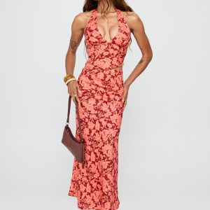 Casablanca Maxi Skirt Red Floral