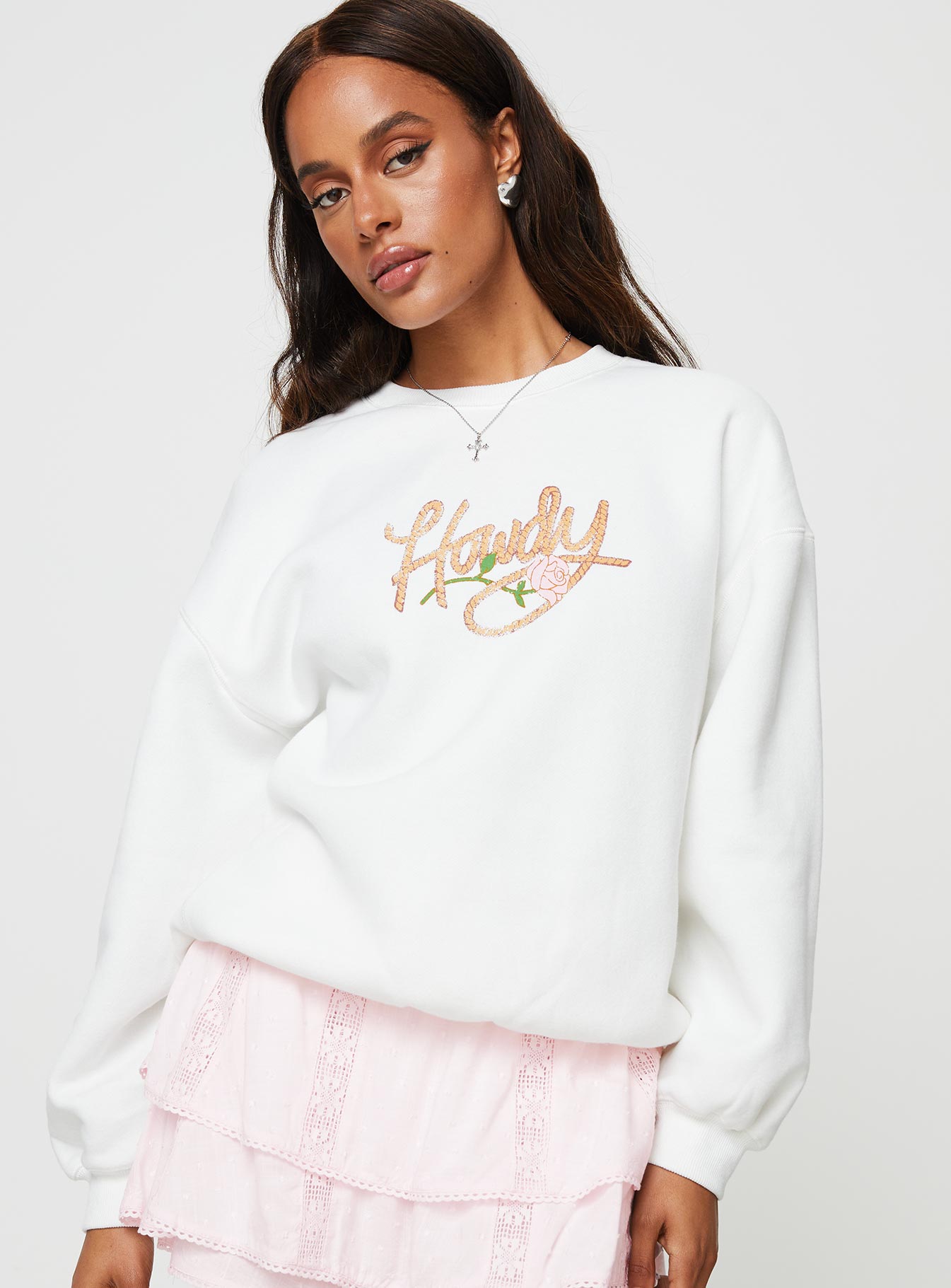 Roped In Crew Neck Sweatshirt White - Image 2