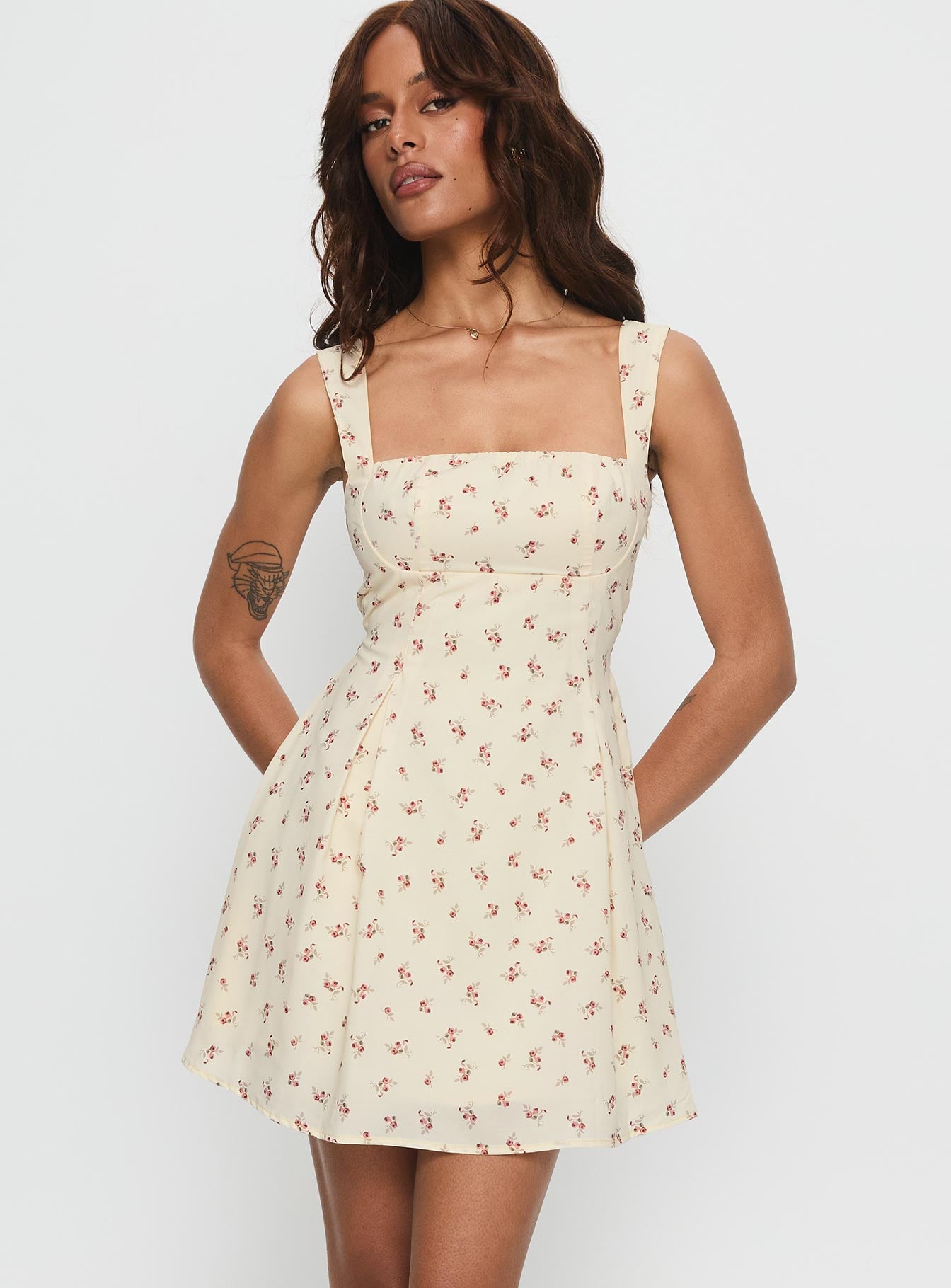 Xanthus Mini Dress Yellow Floral - Image 2