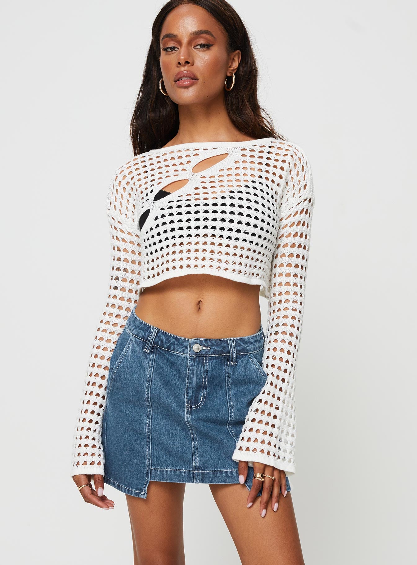 Trevina Denim Mini Skirt Mid Wash - Image 2