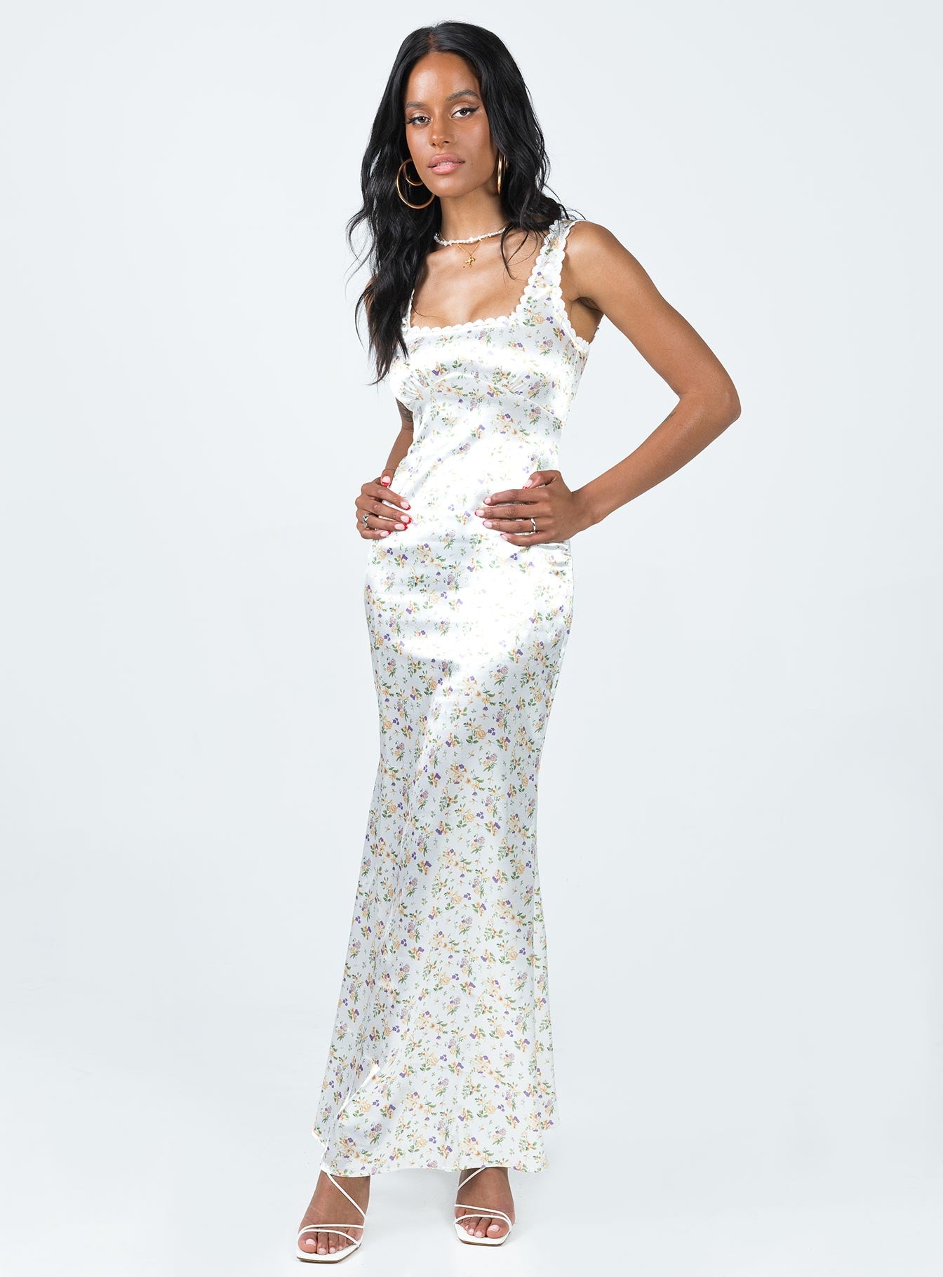Berlin Satin Midi Dress White - Image 2