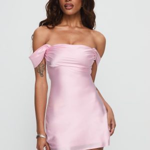 Zabbarra Off The Shoulder Mini Dress Light Pink