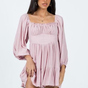 Ethan Long Sleeve Mini Dress Pink
