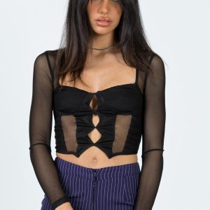 Zeena Long Sleeve Mesh Corset Black