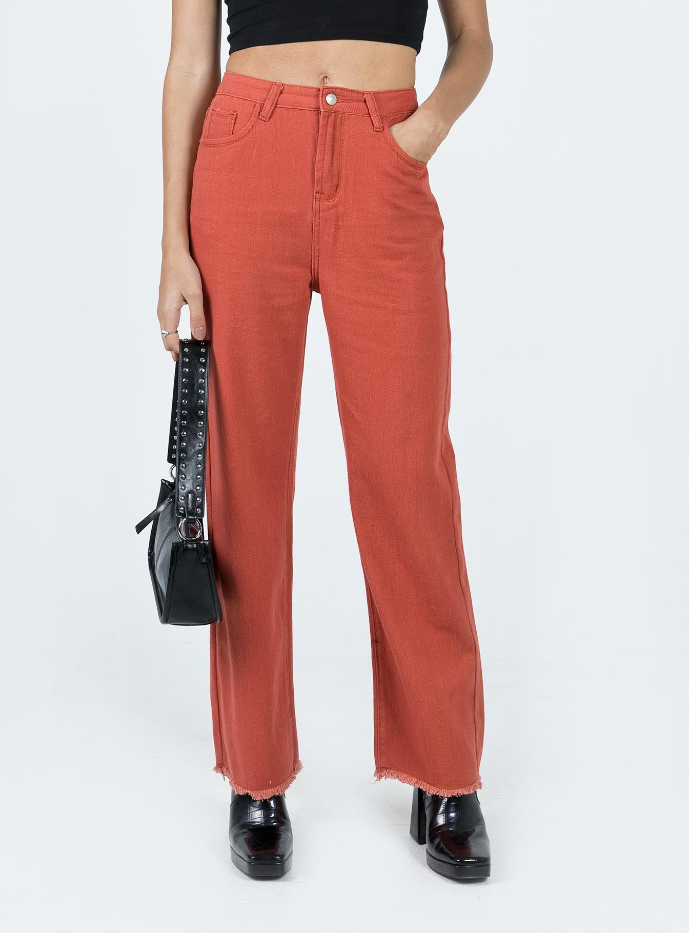 Kalinda Denim Jeans Red - Image 2