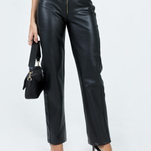 Clipper PU Pants Black