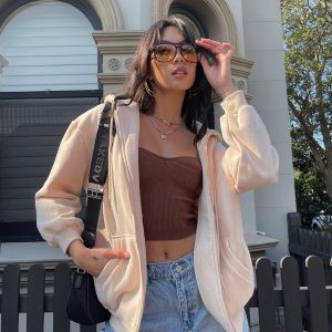 Florida  Zip Up Sweatshirt Cream