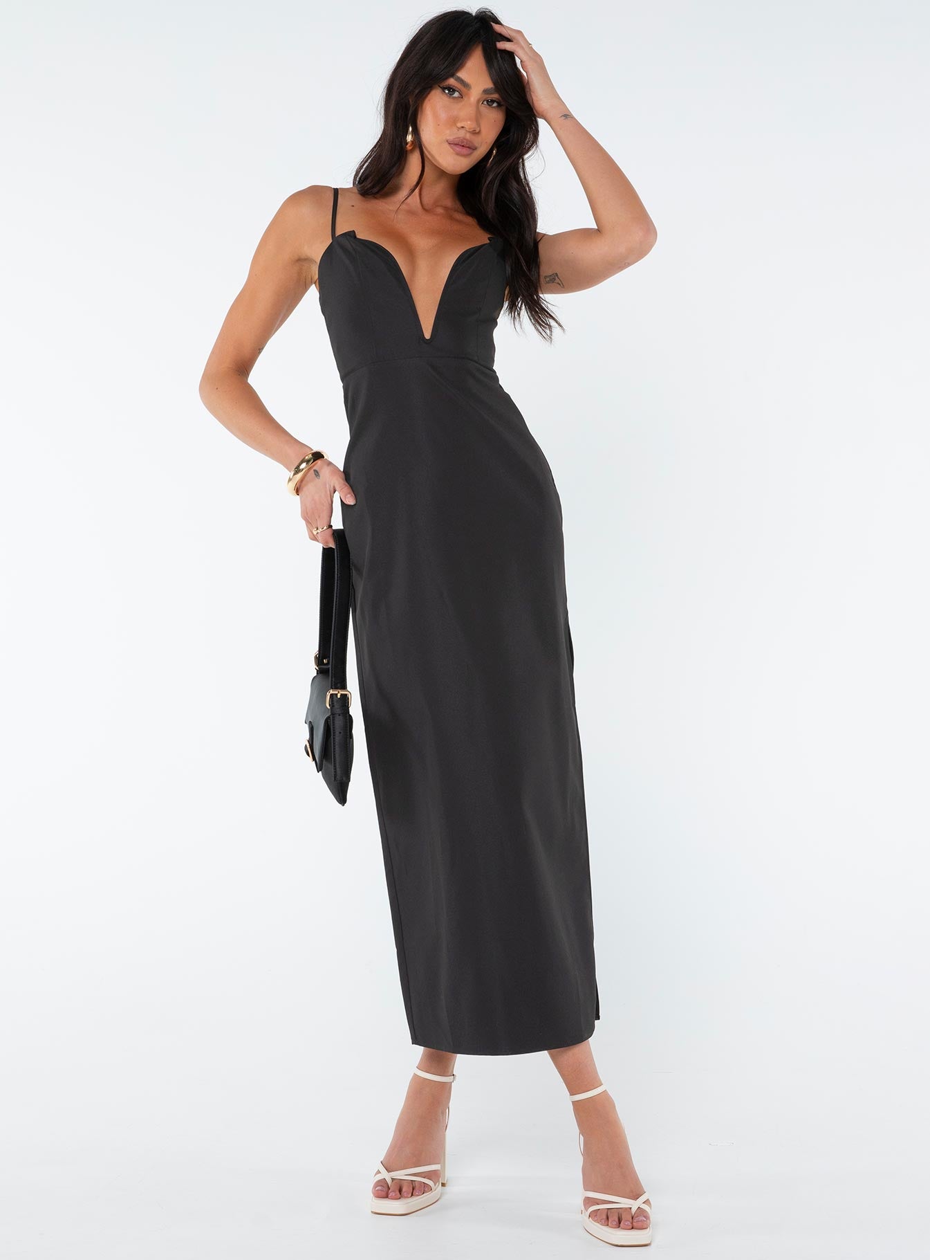 Risha Corset Midi Dress Black - Image 2