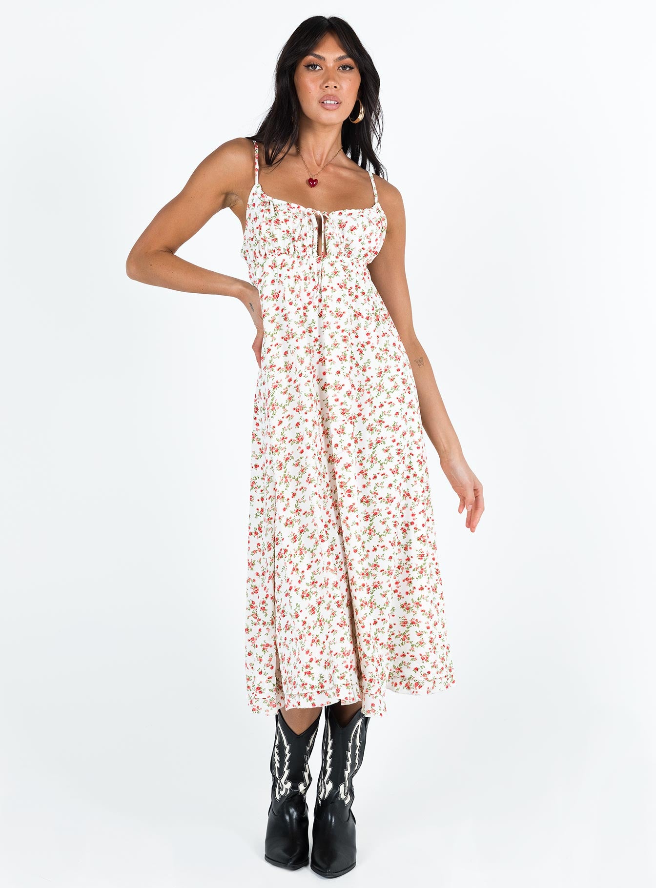 Empress Of Love Maxi Dress White / Red Floral - Image 2