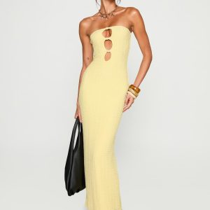 Saijana Strapless Maxi Dress Lemon