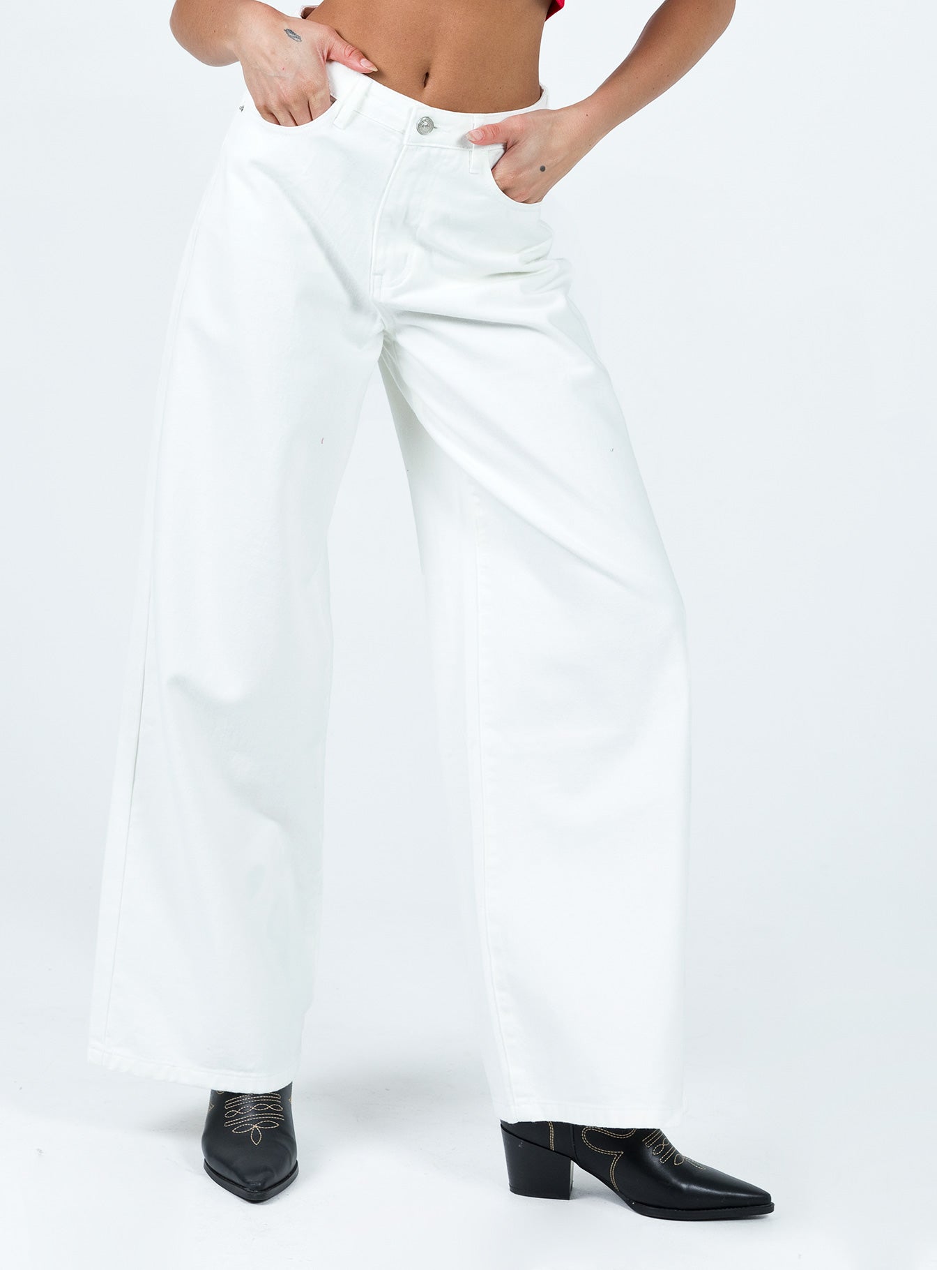 Patridge Wide Leg Jeans White - Image 2
