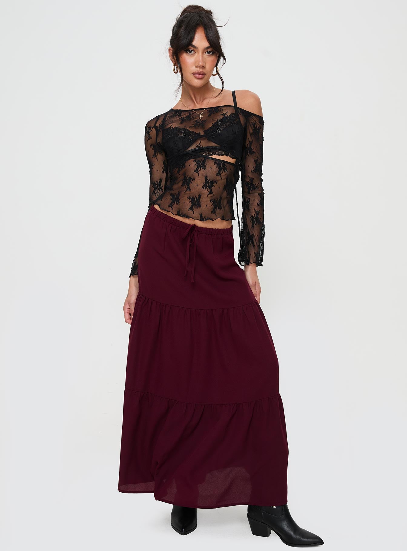Whole Again Maxi Skirt Burgundy - Image 2