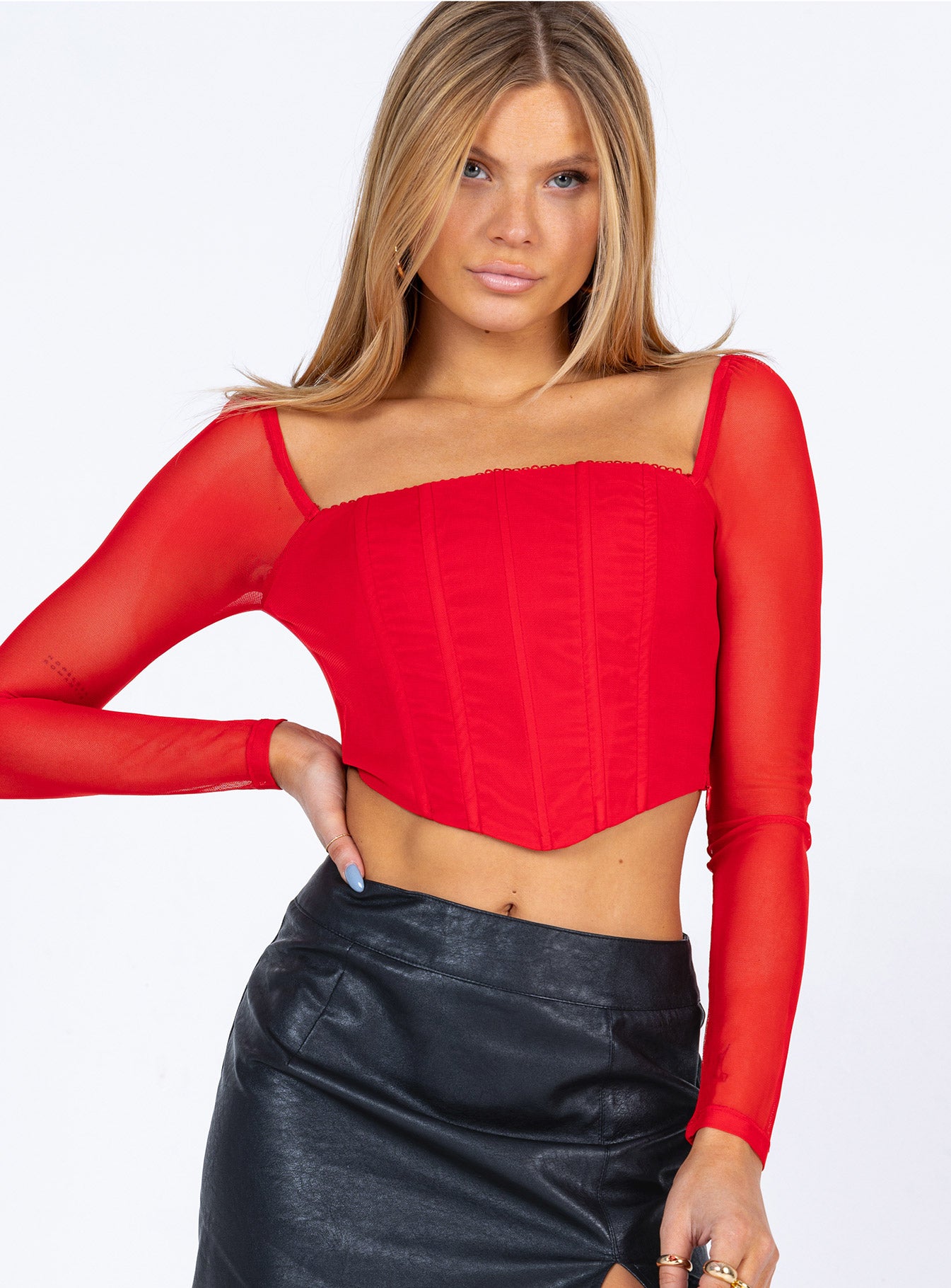 Beverly Long Sleeve Top Red - Image 2
