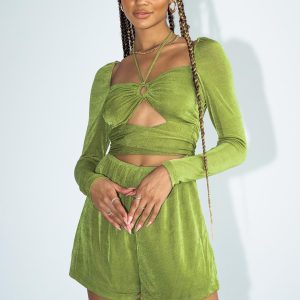 Loriella Long Sleeve Romper Green