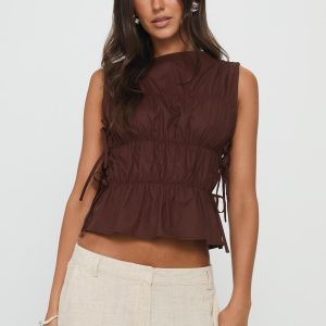 Endless Summers Tie Side Top Chocolate