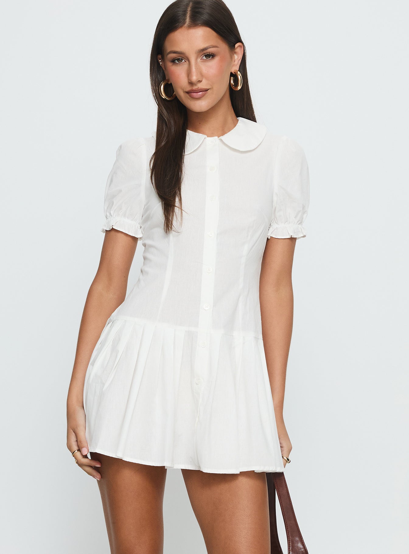 Lisette Pleat Mini Dress White - Image 2