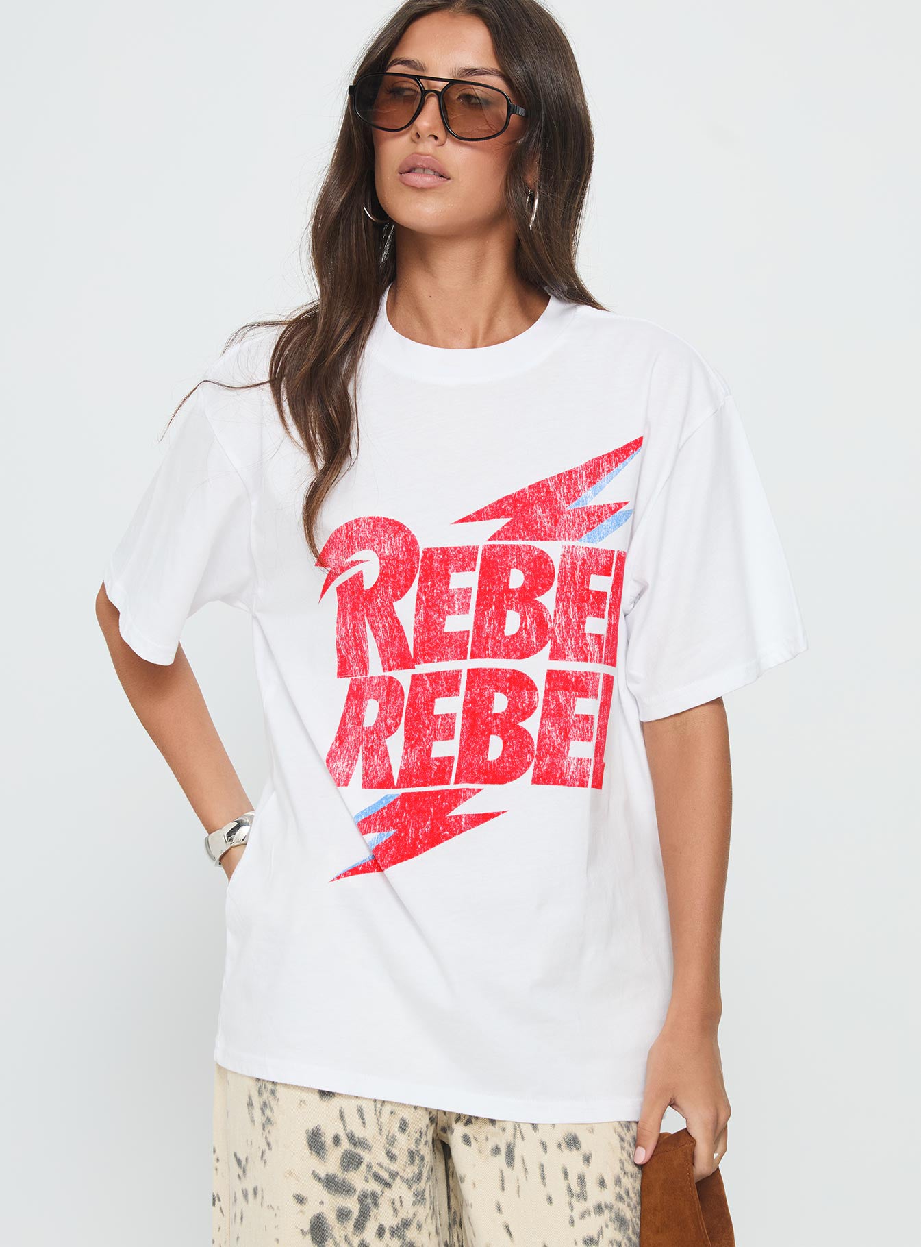 Rebel Rebel Oversized Graphic Top White - Image 2