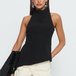 Days Get Dark Asymmetrical Top Black