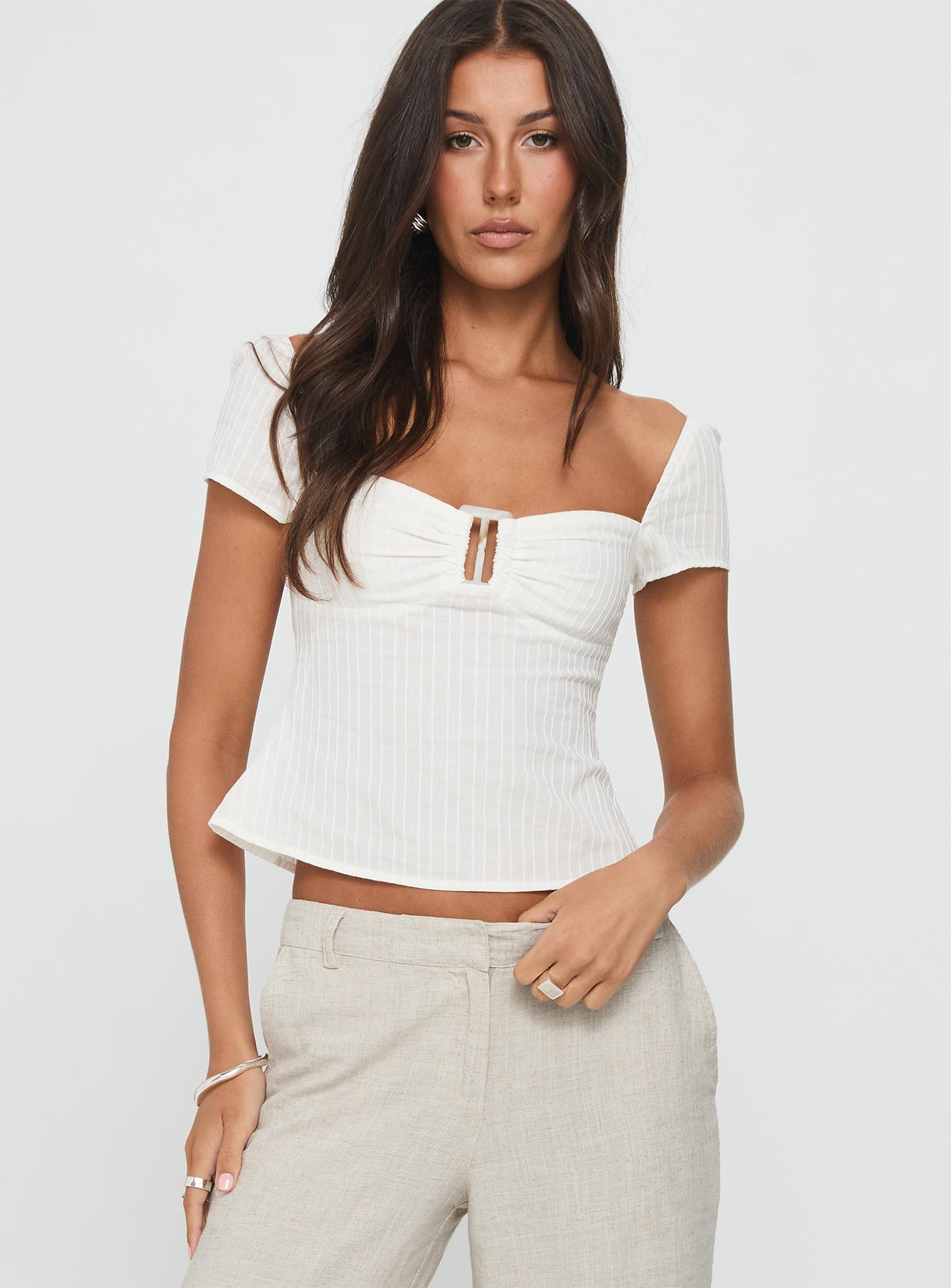 Isabetta Short Sleeve Top White - Image 2