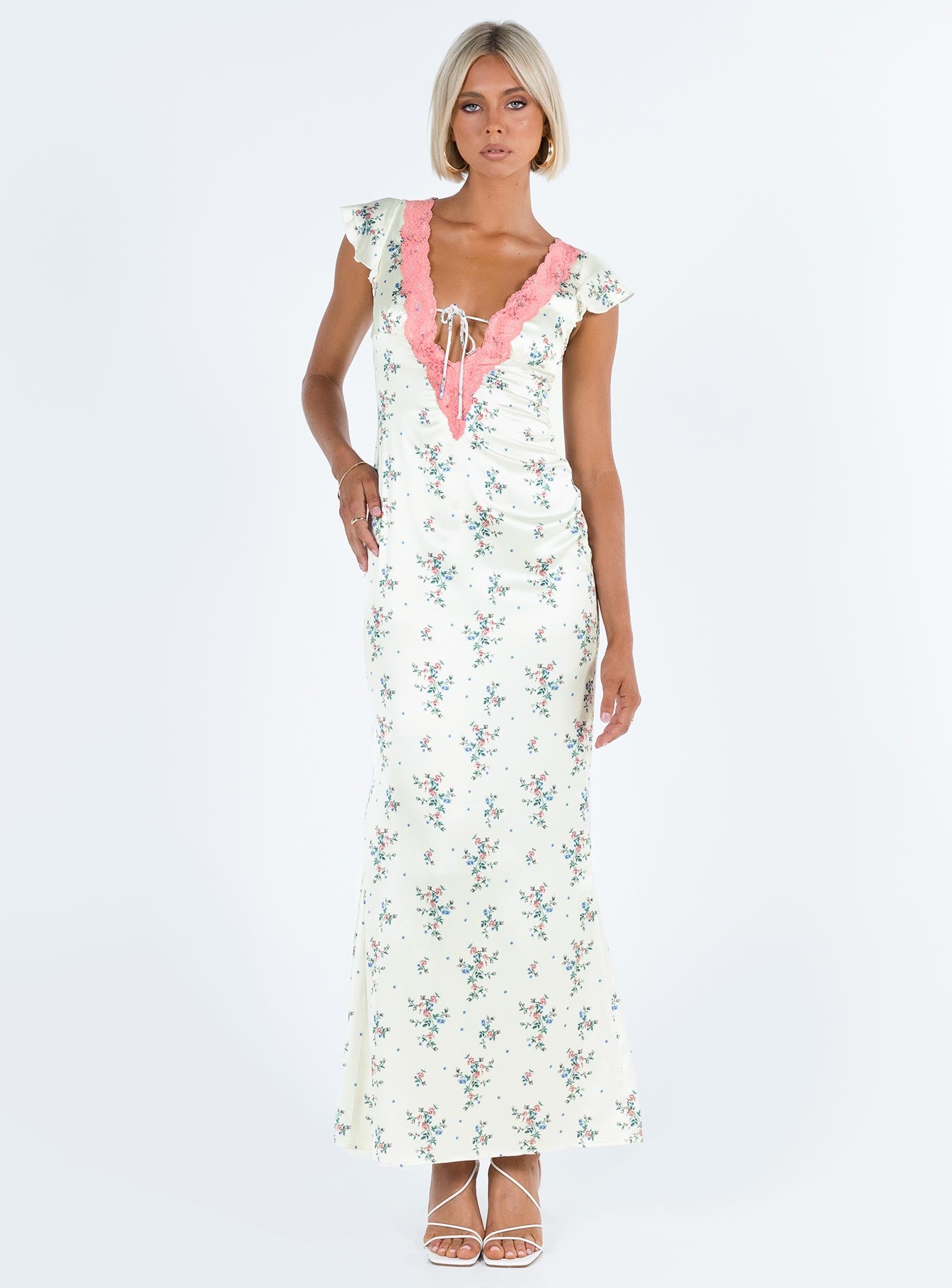 Armas Lace Trim Maxi Dress Floral - Image 5