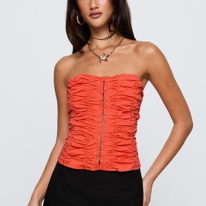 Diamonds Are Forever Strapless Top Orange