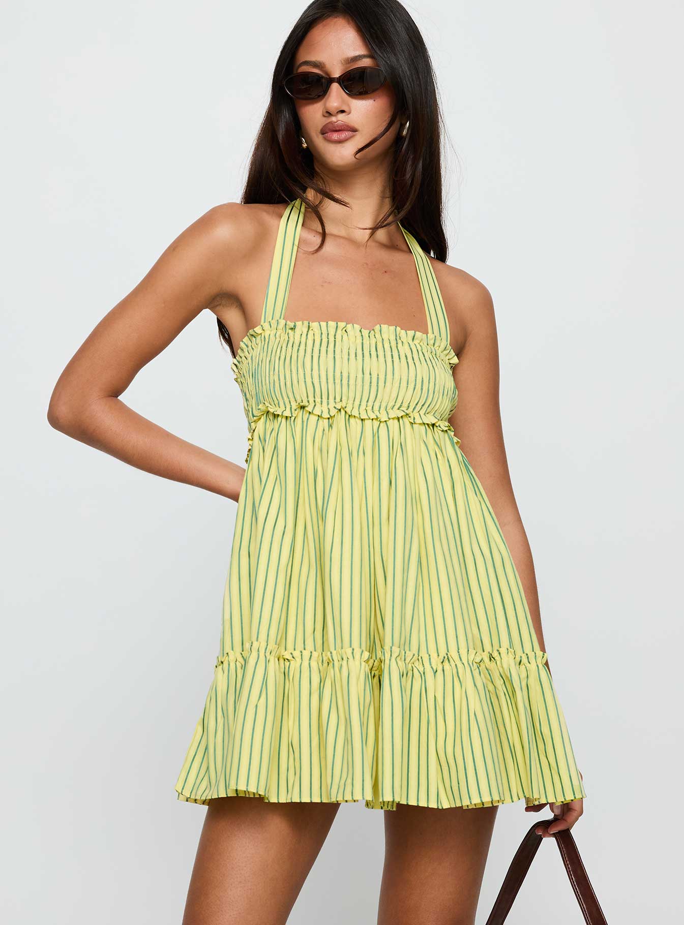 Tiptoe Mini Dress Yellow Stripe - Image 2