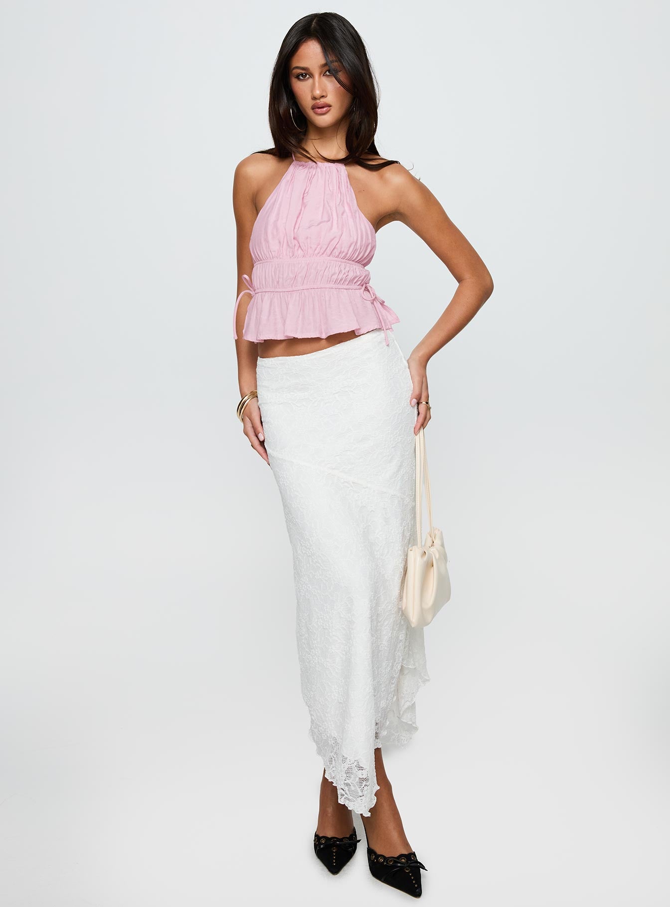 Freebirds Lace Midi Skirt White - Image 2
