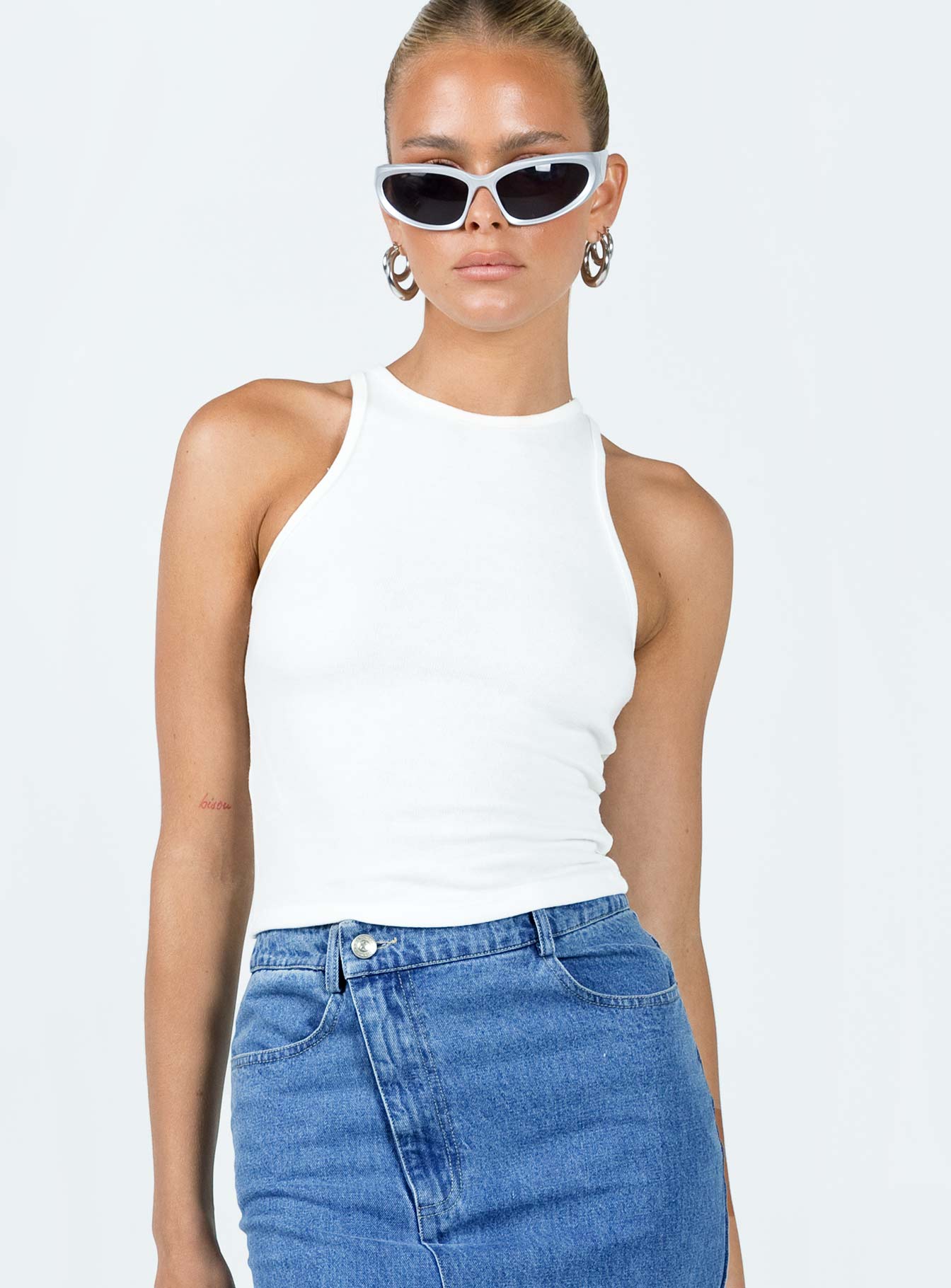 Yarran High Knit Cami White - Image 2