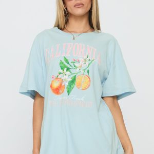 California Sugar Oversized Graphic Tee Blue