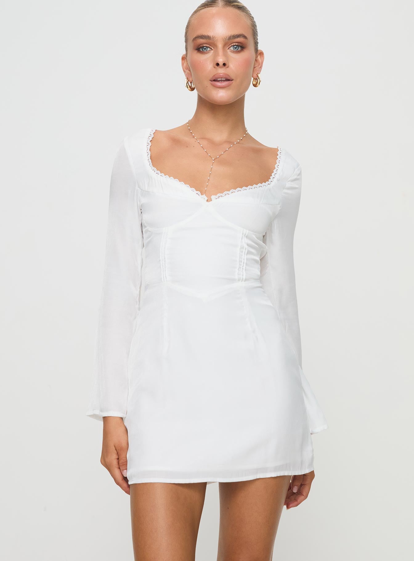 Lyna Long Sleeve Mini Dress White - Image 2