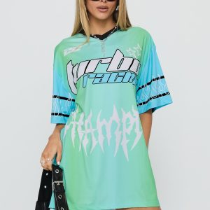 Turbo Champion Moto Jersey Top Blue / Green
