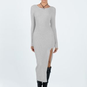 Fitro Long Sleeve Maxi Dress Grey