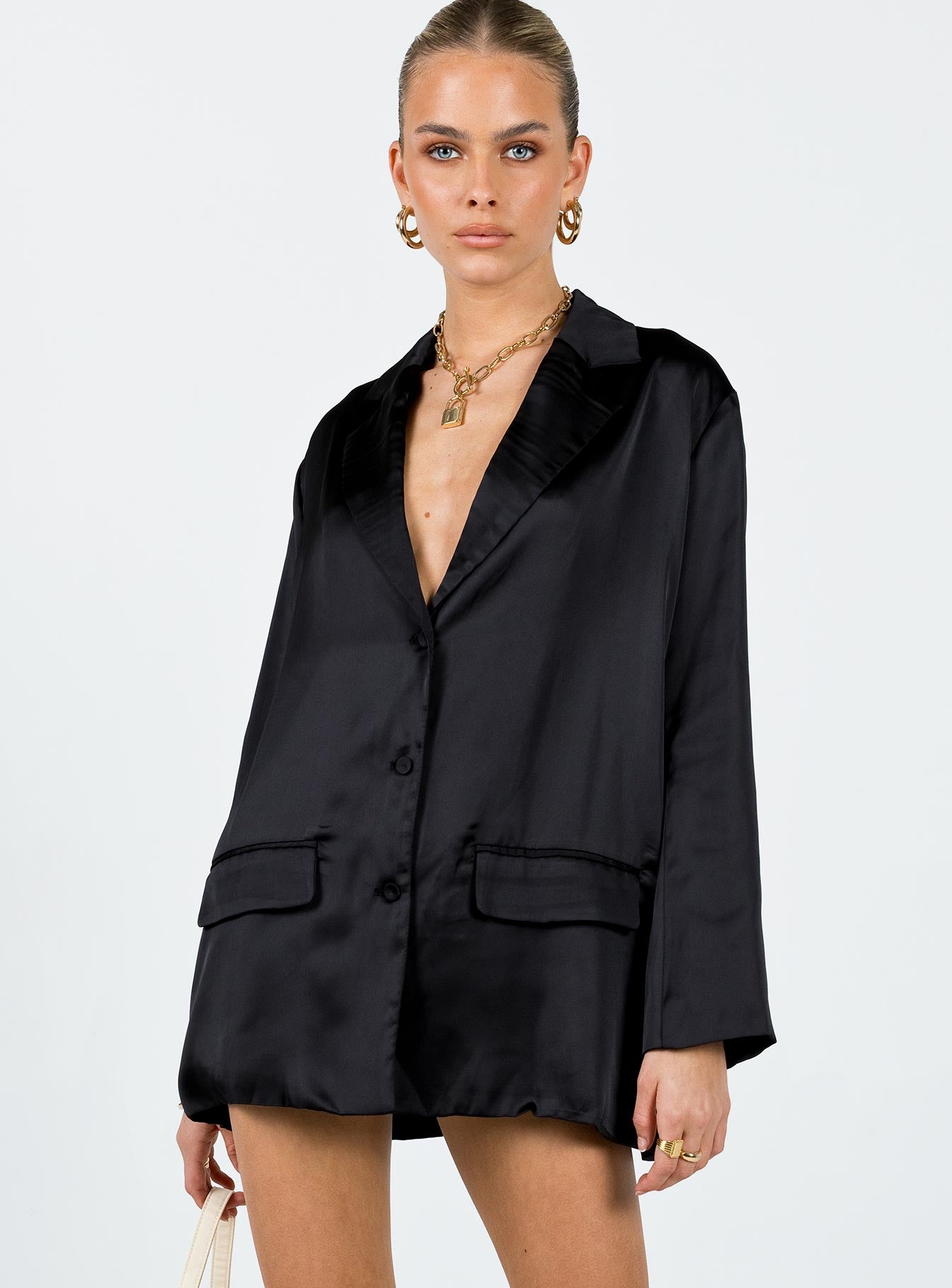 Toddy Satin Blazer Black - Image 2