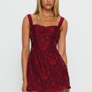 Mcbeath Mini Dress Burgundy Burnout