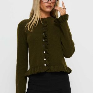Inclination Frill Cardigan Moss