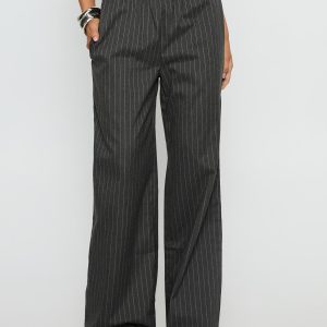 Jaysa Baggy Wide Leg Pant Grey Pinstripe