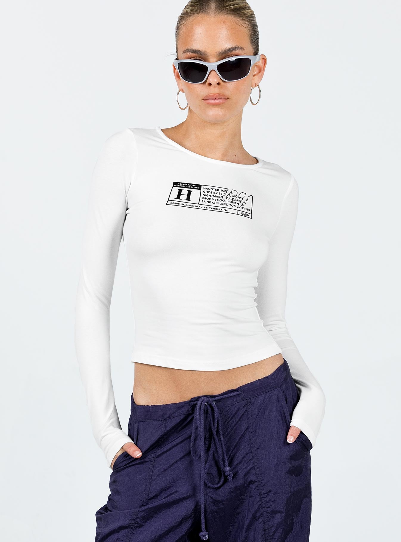 Horror Night Long Sleeve Top White - Image 3