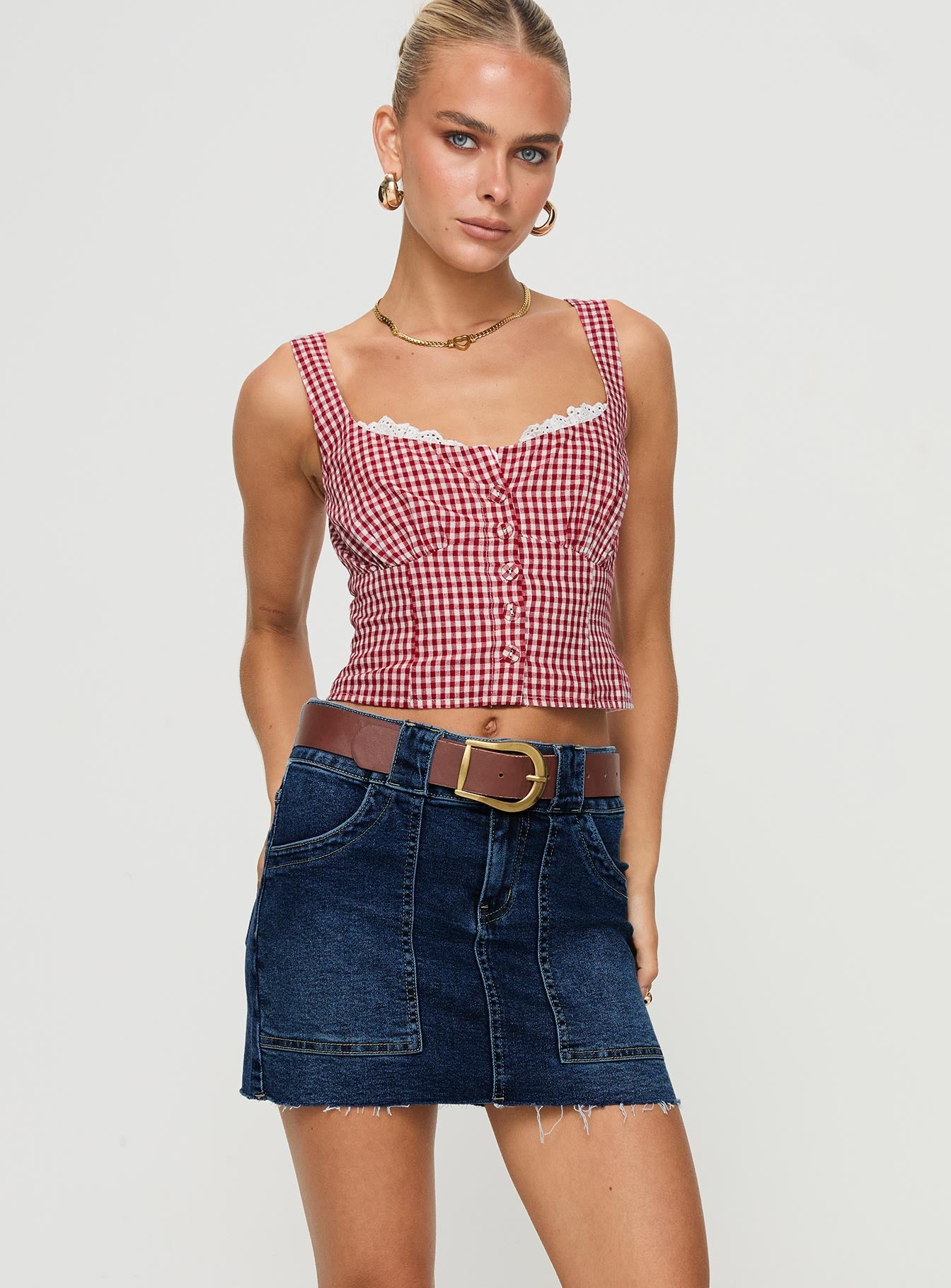 Reel It In Denim Mini Skirt Dark Wash - Image 2