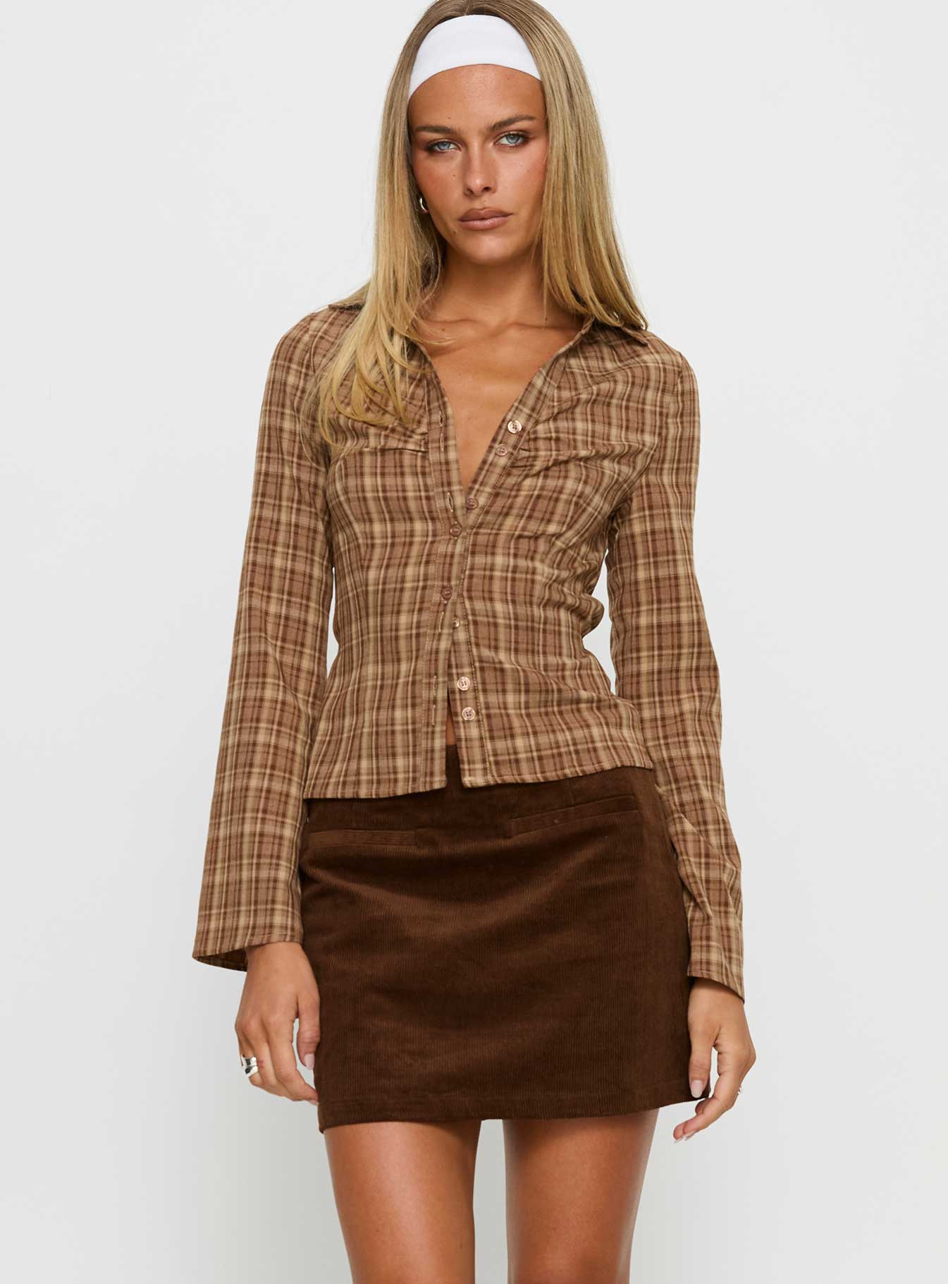 Araceli Corduroy Mini Skirt Brown - Image 2