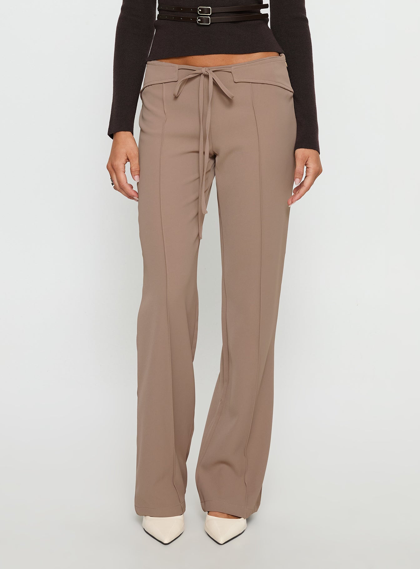 Narratives Wrap Tie Trouser Pant Taupe - Image 2
