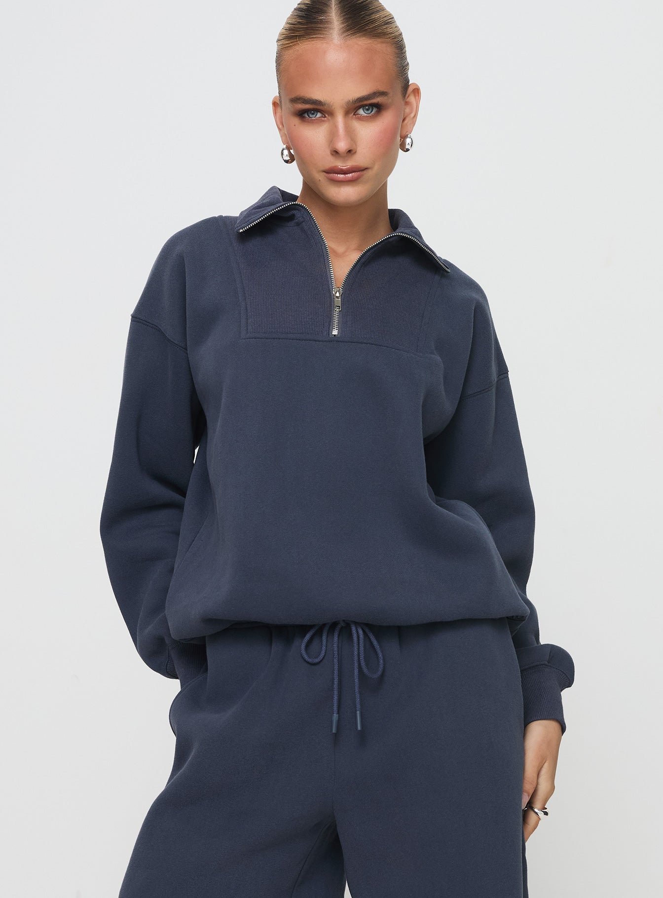 Dream Fleece Quarter Zip Sweatshirt Navy - Image 2