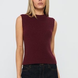 Jessabell Rib Sleeveless Top Wine